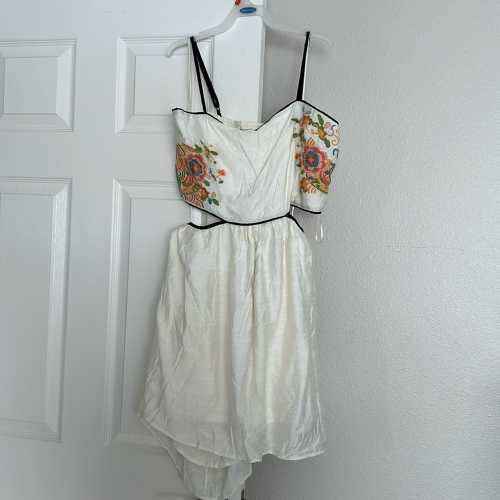 Bohme cream embroidered mini dress
